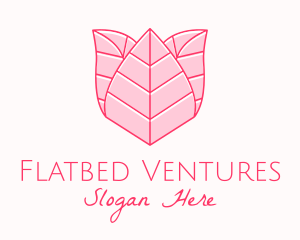 Pink Rose Leaf Line Art logo design