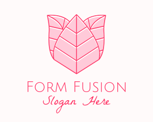 Pink Rose Leaf Line Art logo design