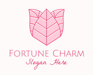 Pink Rose Leaf Line Art logo design