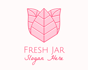 Pink Rose Leaf Line Art logo design