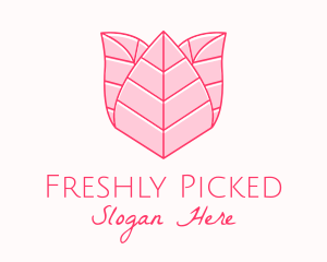 Pink Rose Leaf Line Art logo design