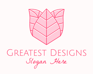 Pink Rose Leaf Line Art logo design