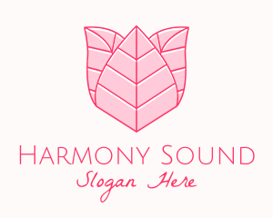 Pink Rose Leaf Line Art logo design