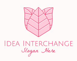 Pink Rose Leaf Line Art logo design