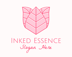 Pink Rose Leaf Line Art logo design