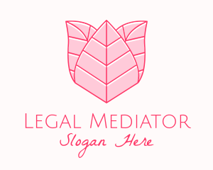 Pink Rose Leaf Line Art logo design