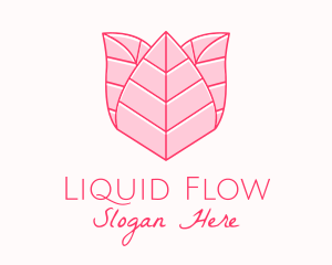 Pink Rose Leaf Line Art logo design