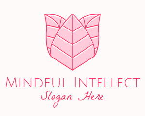 Pink Rose Leaf Line Art logo design