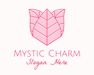 Pink Rose Leaf Line Art logo design