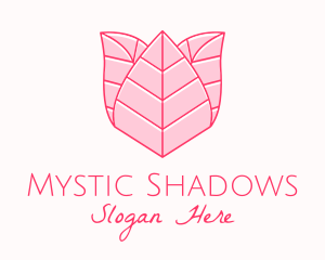 Pink Rose Leaf Line Art logo design