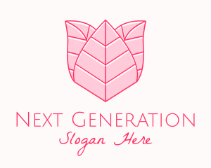 Pink Rose Leaf Line Art logo design