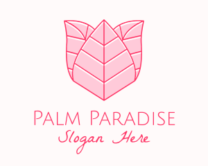 Pink Rose Leaf Line Art logo design