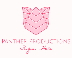 Pink Rose Leaf Line Art logo design