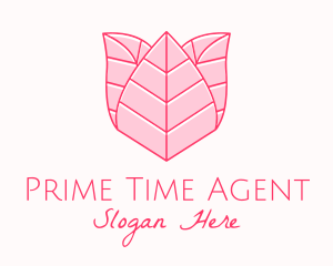 Pink Rose Leaf Line Art logo design