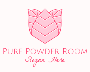 Pink Rose Leaf Line Art logo design