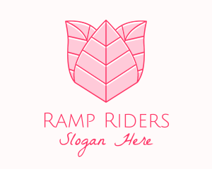 Pink Rose Leaf Line Art logo design