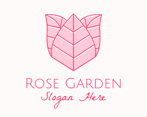 Pink Rose Leaf Line Art logo