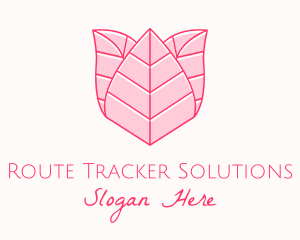 Pink Rose Leaf Line Art logo design