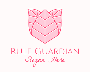 Pink Rose Leaf Line Art logo design