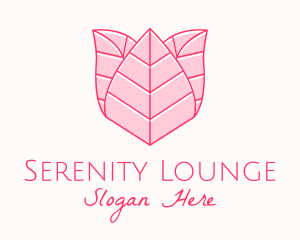 Pink Rose Leaf Line Art logo design