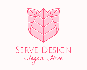 Pink Rose Leaf Line Art logo design