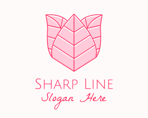 Pink Rose Leaf Line Art logo design