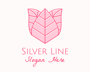 Pink Rose Leaf Line Art logo design