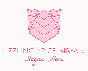 Pink Rose Leaf Line Art logo design