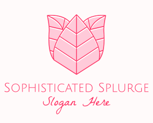 Pink Rose Leaf Line Art logo design