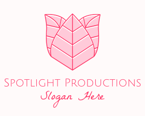 Pink Rose Leaf Line Art logo design