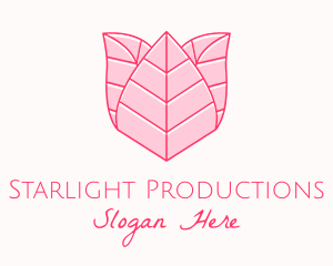 Pink Rose Leaf Line Art logo design