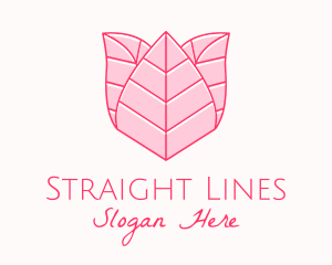 Pink Rose Leaf Line Art logo design