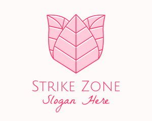 Pink Rose Leaf Line Art logo design