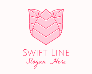 Pink Rose Leaf Line Art logo design