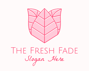 Pink Rose Leaf Line Art logo design