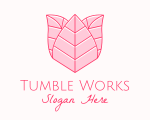 Pink Rose Leaf Line Art logo design