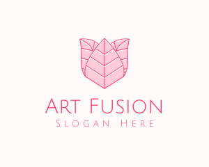 Pink Flower Leaf Line Art logo