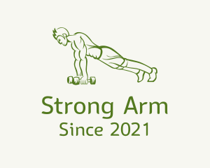 Strong Push Up Man logo design