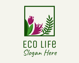 Natural Flower Fern  logo design