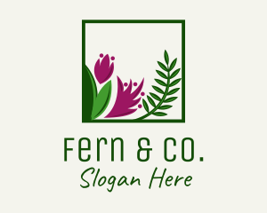 Natural Flower Fern  logo design