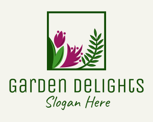 Natural Flower Fern  logo design