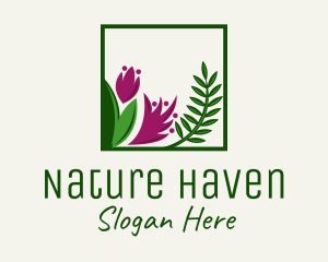 Natural Flower Fern  logo design