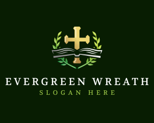 Bible  Cross Wreath logo design