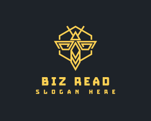 Bee Hornet Hexagon logo design