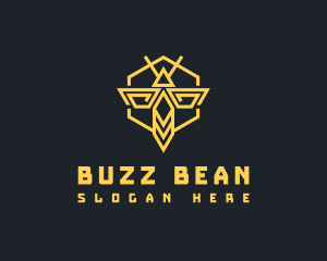 Bee Hornet Hexagon logo design