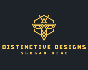 Bee Hornet Hexagon logo design