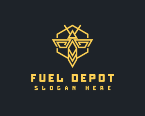 Bee Hornet Hexagon logo design