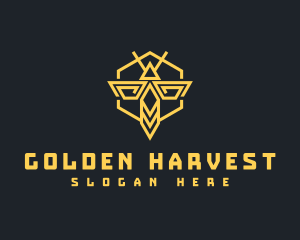 Bee Hornet Hexagon logo design