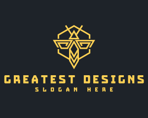 Bee Hornet Hexagon logo design