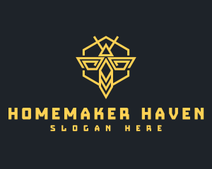 Bee Hornet Hexagon logo design